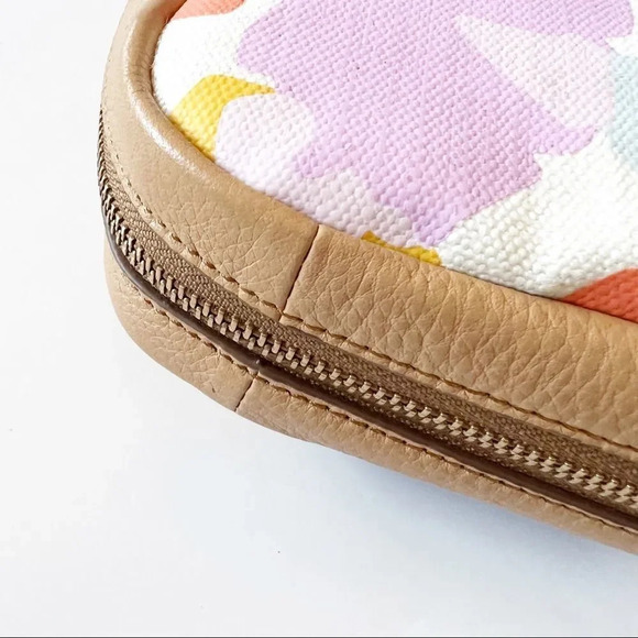 Fossil Preston Crossbody Colorful Botanical Print Leather Trim Expandable Spring - Picture 8 of 13